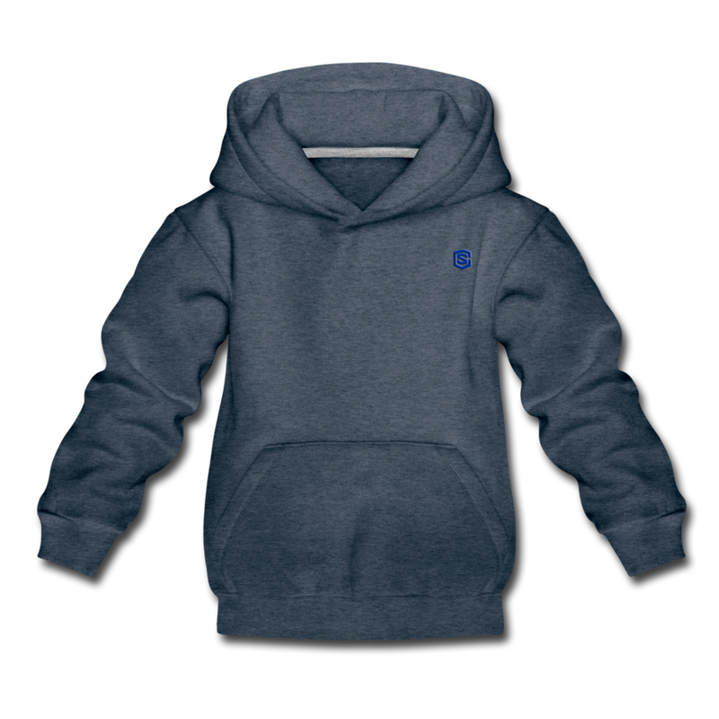 Kids‘ Premium Hoodie  WITH BLUE  LOGO - heather denim