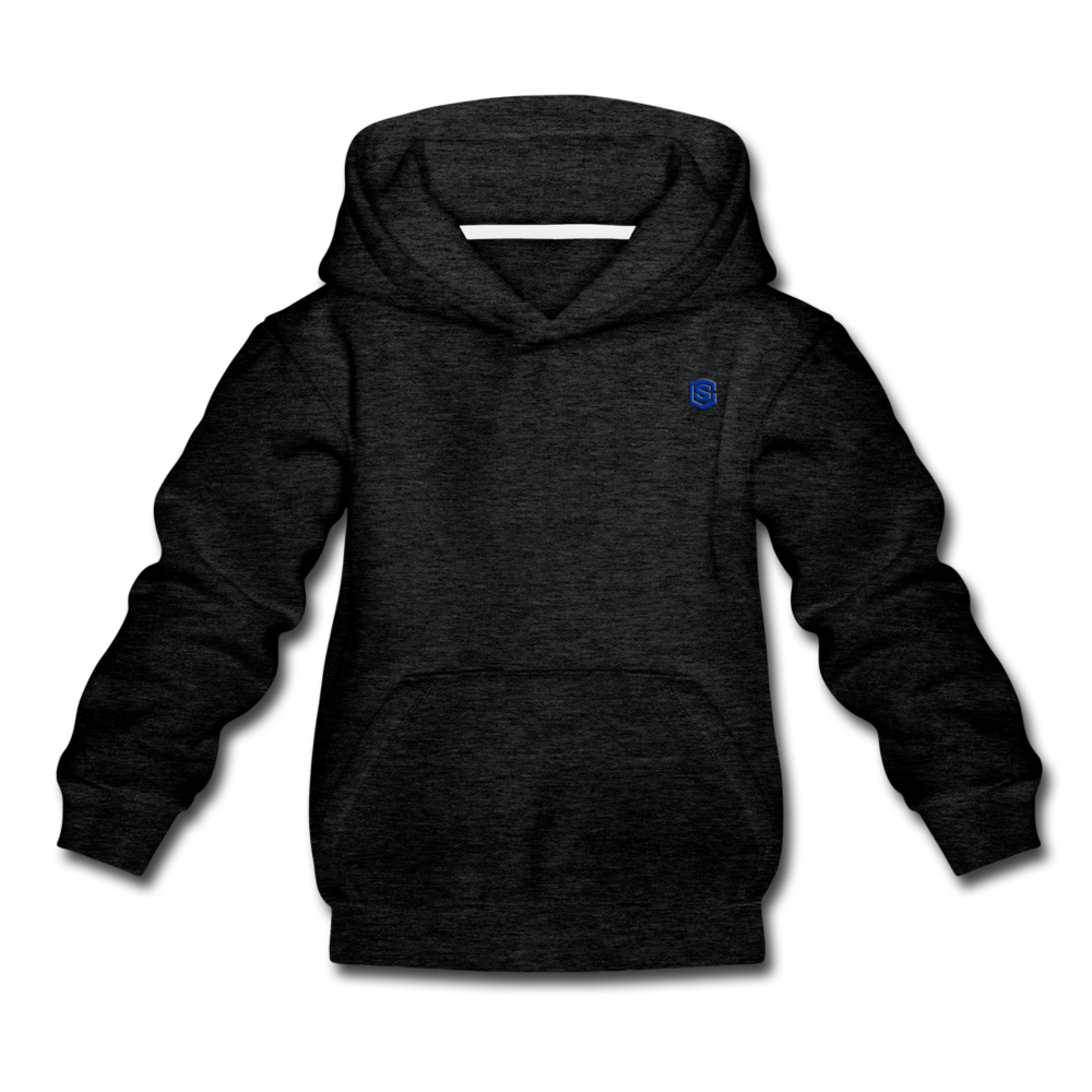Kids‘ Premium Hoodie  WITH BLUE  LOGO - charcoal gray
