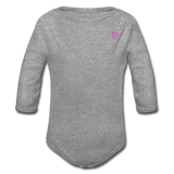 Organic Long Sleeve Baby Bodysuit  WITH  PINK LOGO - heather gray