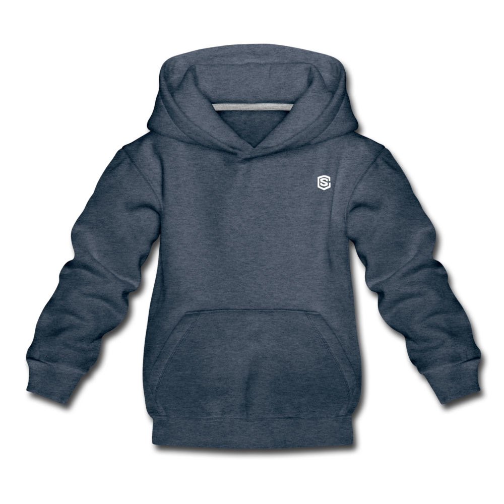 Kids‘ Premium Hoodie  WITH  WHITE LOGO - heather denim