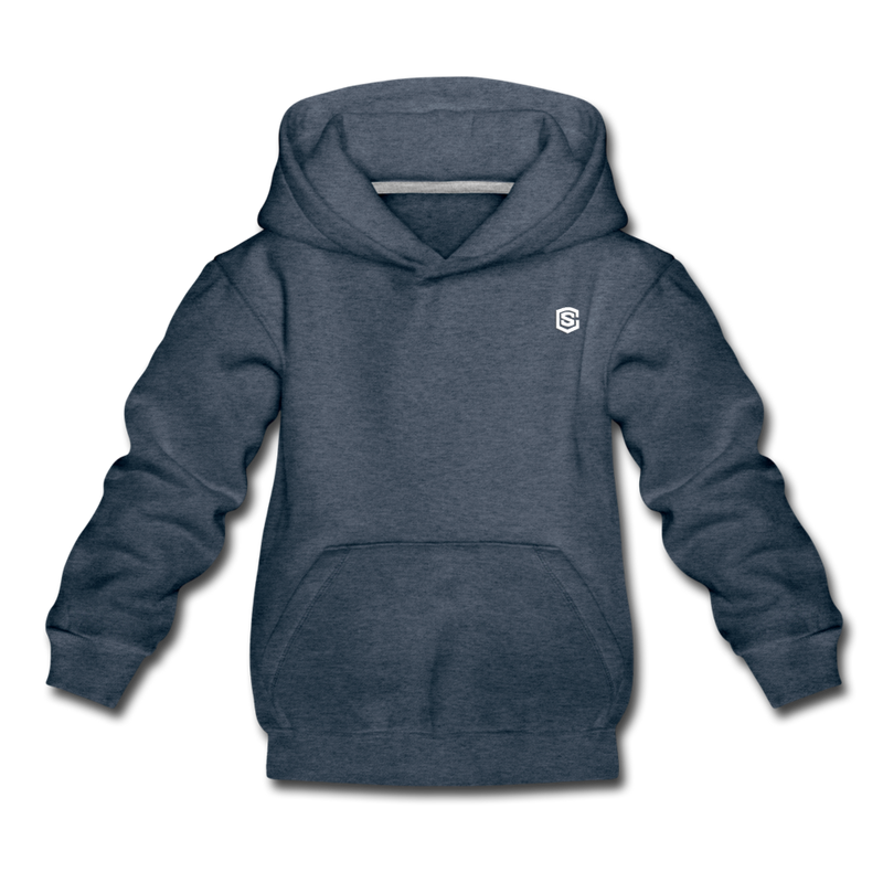 Kids‘ Premium Hoodie  WITH  WHITE LOGO - heather denim