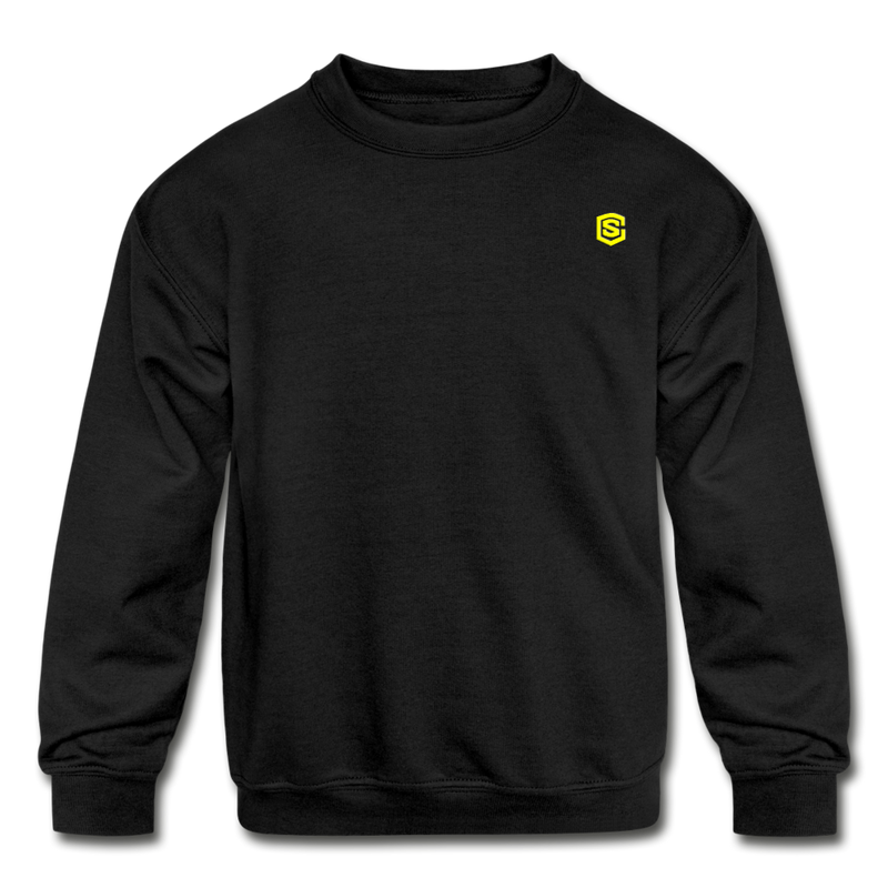 Kids' Crewneck Sweatshirt  WITH  YELLOW LOGO - black