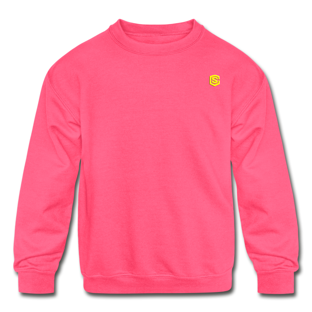 Kids' Crewneck Sweatshirt  WITH  YELLOW LOGO - neon pink