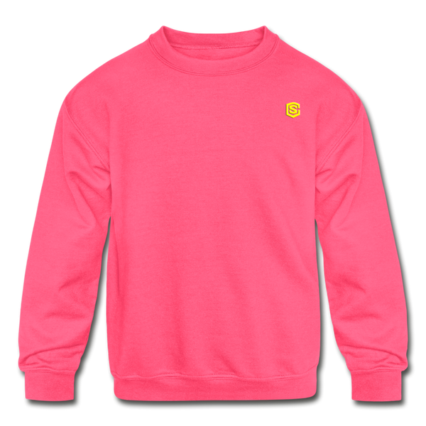 Kids' Crewneck Sweatshirt  WITH  YELLOW LOGO - neon pink