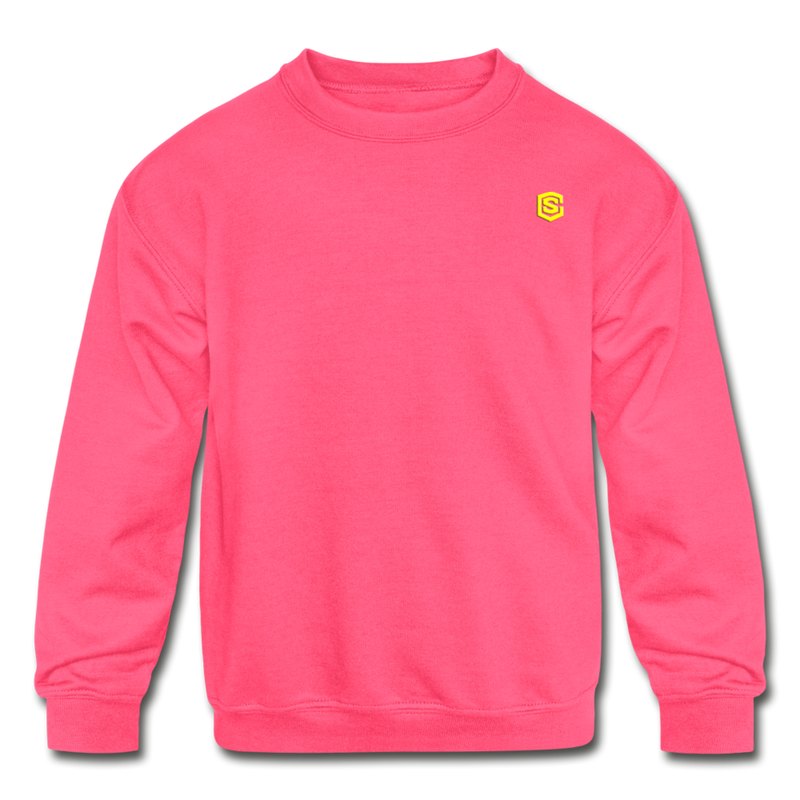 Kids' Crewneck Sweatshirt  WITH  YELLOW LOGO - neon pink