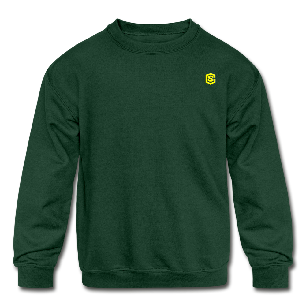 Kids' Crewneck Sweatshirt  WITH  YELLOW LOGO - forest green