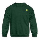 Kids' Crewneck Sweatshirt  WITH  YELLOW LOGO - forest green