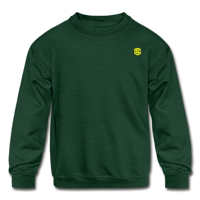 Kids' Crewneck Sweatshirt  WITH  YELLOW LOGO - forest green