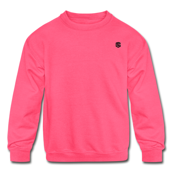 Kids' Crewneck Sweatshirt  WITH  BLACK LOGO - neon pink