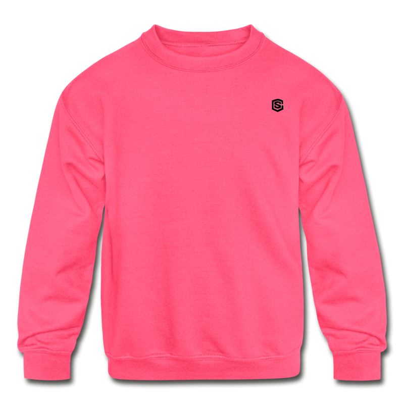 Kids' Crewneck Sweatshirt  WITH  BLACK LOGO - neon pink