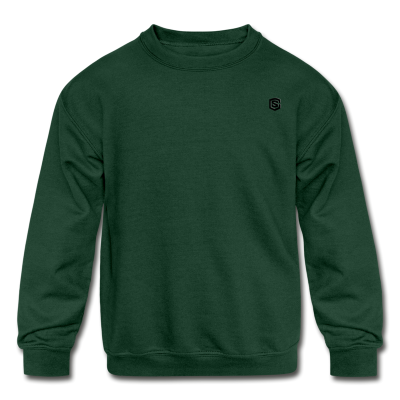 Kids' Crewneck Sweatshirt  WITH  BLACK LOGO - forest green