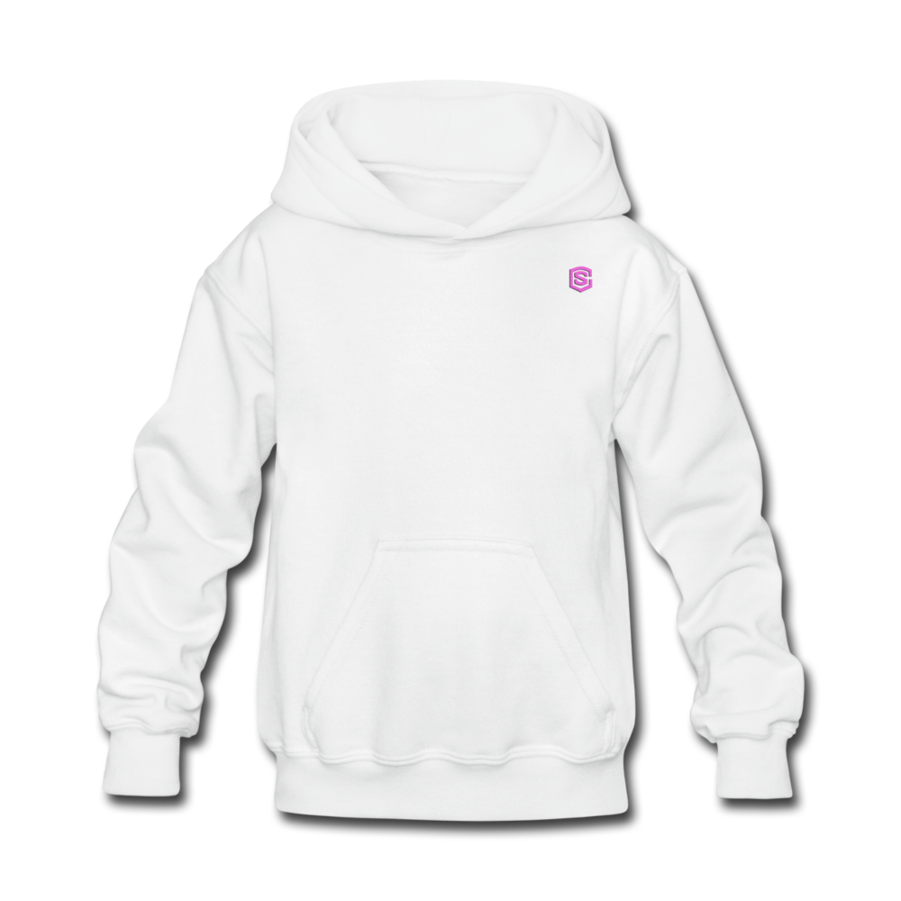 Kids' Hoodie  WITH PINK  LOGO - white