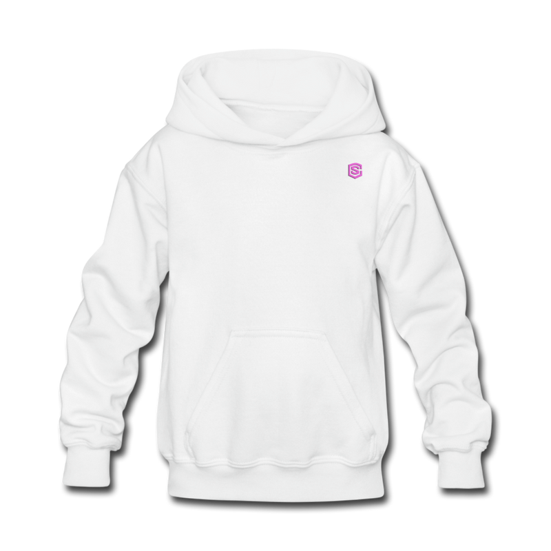 Kids' Hoodie  WITH PINK  LOGO - white