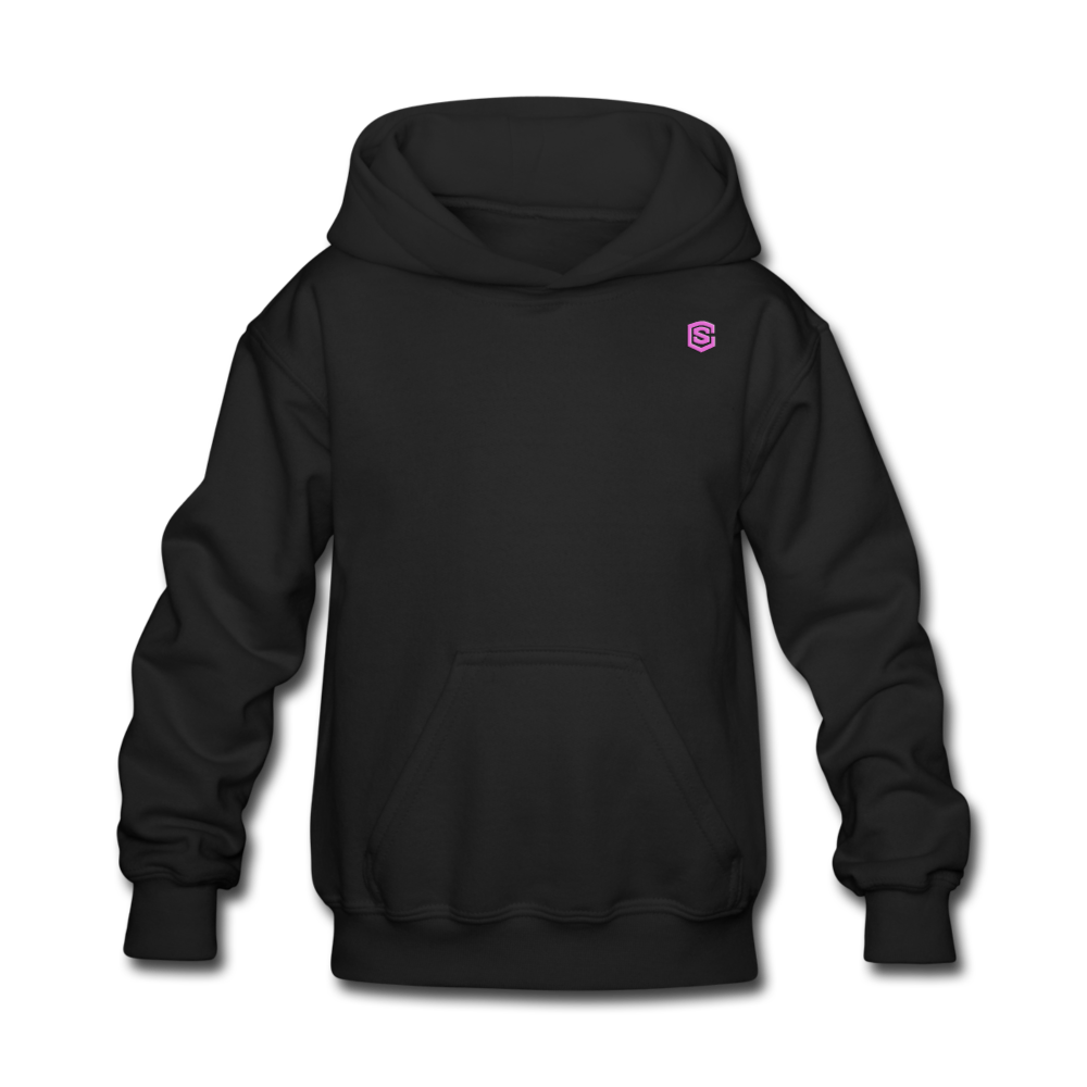 Kids' Hoodie  WITH PINK  LOGO - black