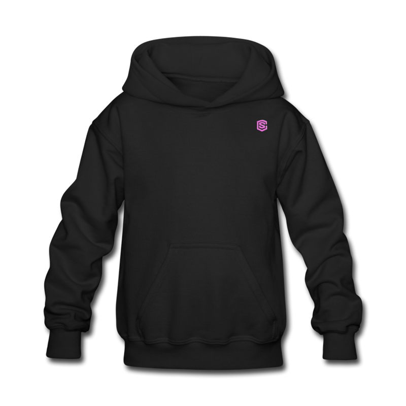 Kids' Hoodie  WITH PINK  LOGO - black