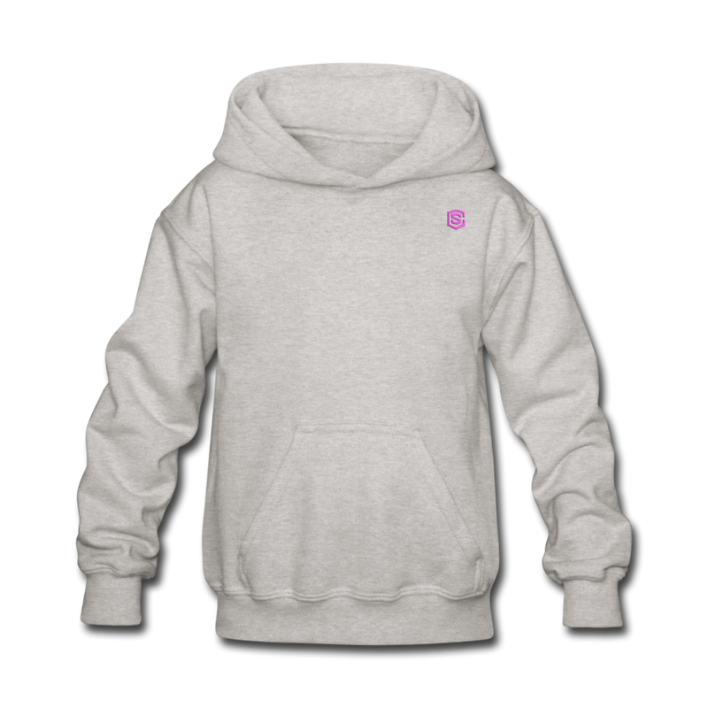 Kids' Hoodie  WITH PINK  LOGO - heather gray