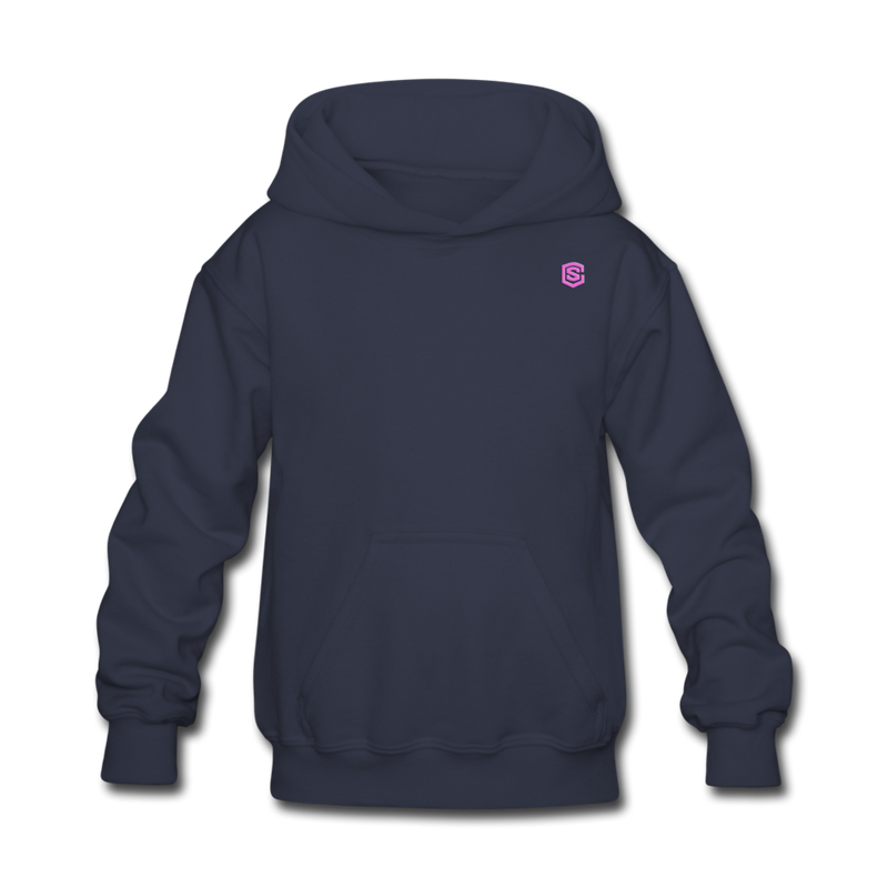 Kids' Hoodie  WITH PINK  LOGO - navy