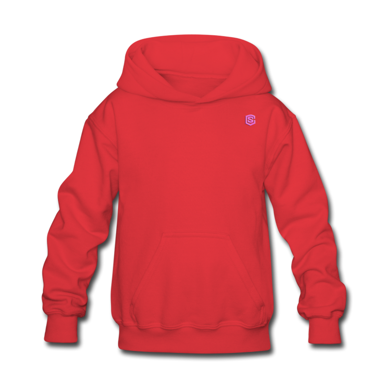 Kids' Hoodie  WITH PINK  LOGO - red