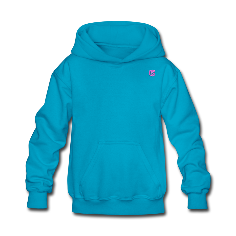 Kids' Hoodie  WITH PINK  LOGO - turquoise