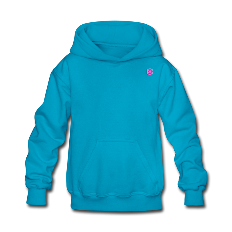 Kids' Hoodie  WITH PINK  LOGO - turquoise