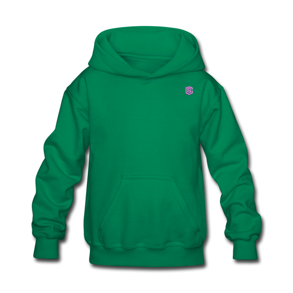 Kids' Hoodie  WITH PINK  LOGO - kelly green
