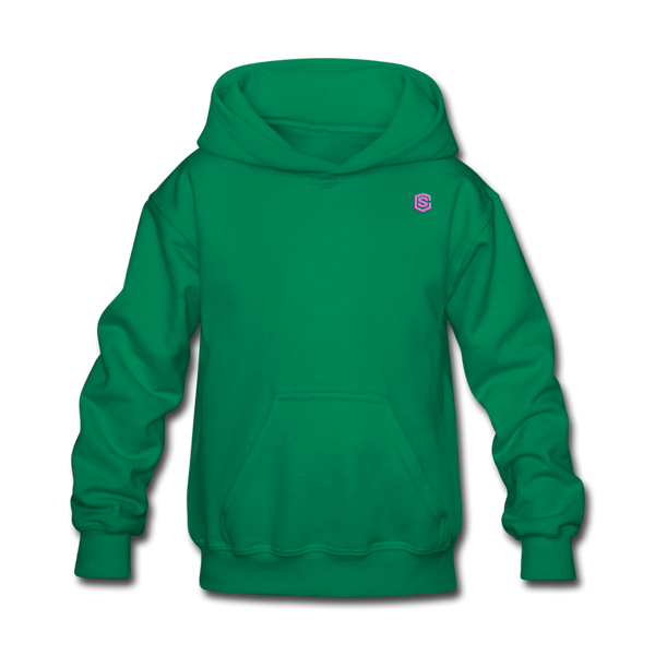 Kids' Hoodie  WITH PINK  LOGO - kelly green