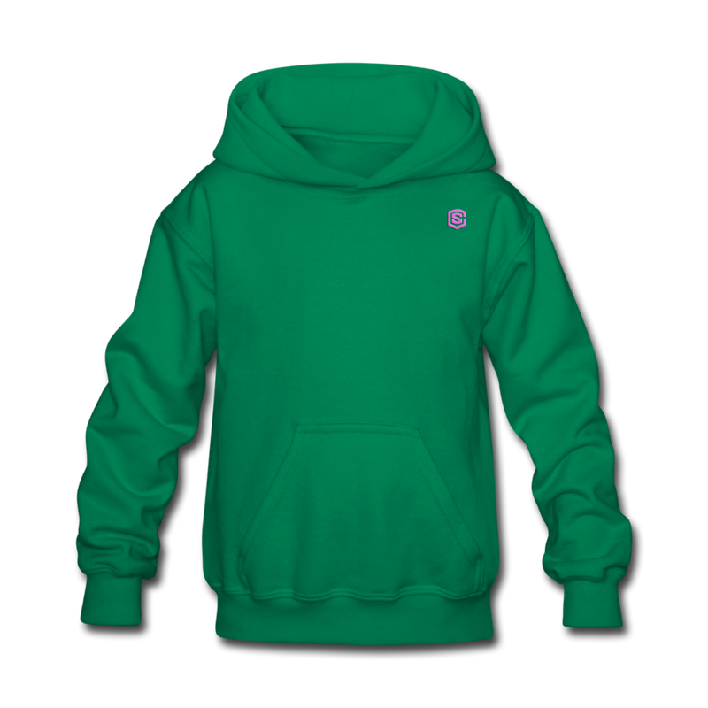 Kids' Hoodie  WITH PINK  LOGO - kelly green