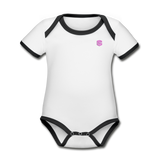 Organic Contrast Short Sleeve Baby Bodysuit  WITH PINK  LOGO - white/black