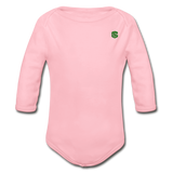 Organic Long Sleeve Baby Bodysuit  WITH  GREEN LOGO - light pink