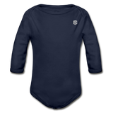 Organic Long Sleeve Baby Bodysuit  WITH SILIVER  LOGO - dark navy