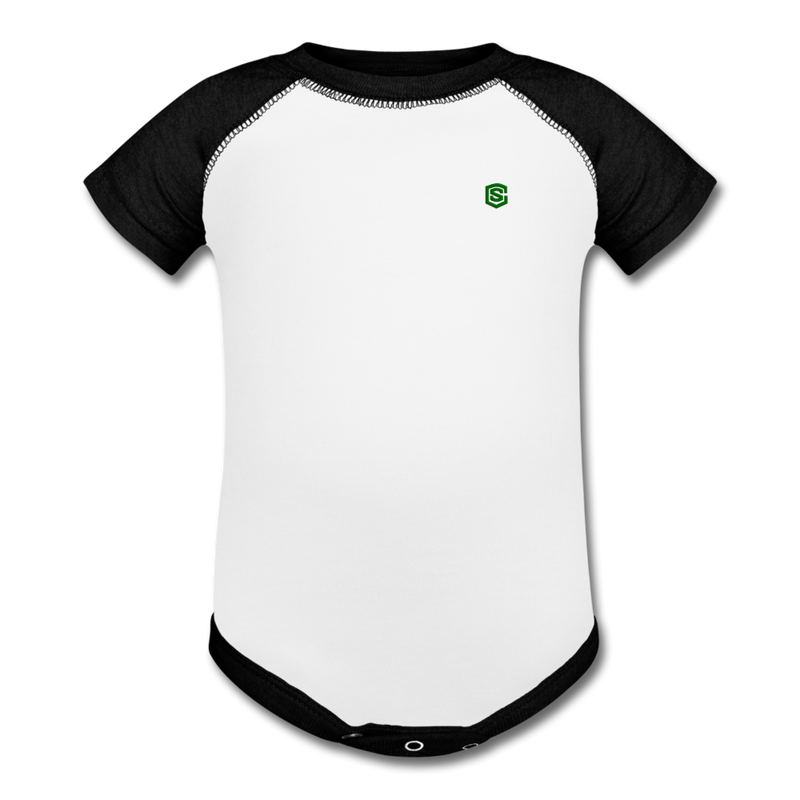 Baseball Baby Bodysuit  WITH GREEN  LOGO - white/black