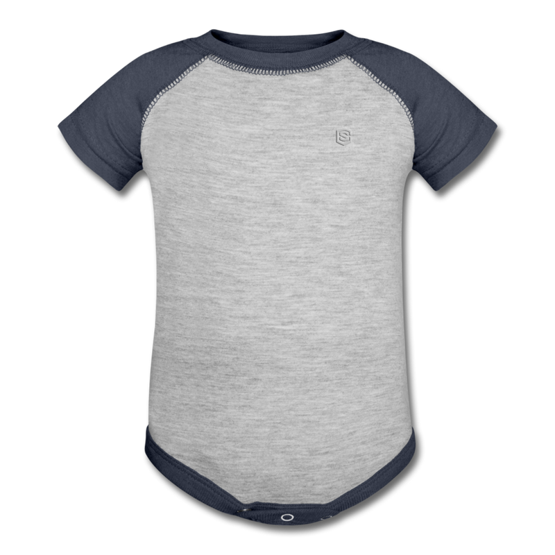 Baseball Baby Bodysuit  WITH SILIVER  LOGO - heather gray/navy