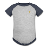 Baseball Baby Bodysuit  WITH GOLD  LOGO - heather gray/navy