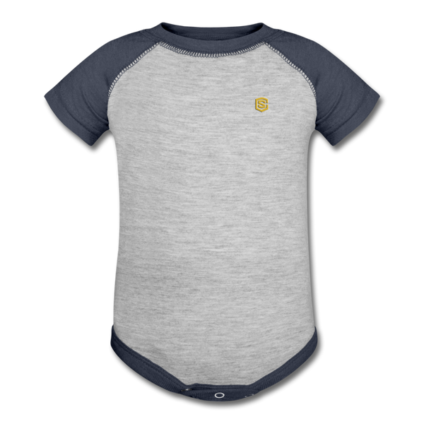 Baseball Baby Bodysuit  WITH GOLD  LOGO - heather gray/navy