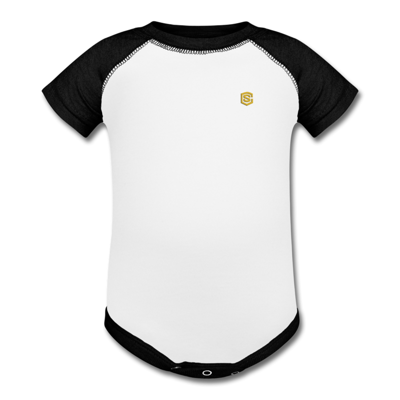 Baseball Baby Bodysuit  WITH GOLD  LOGO - white/black