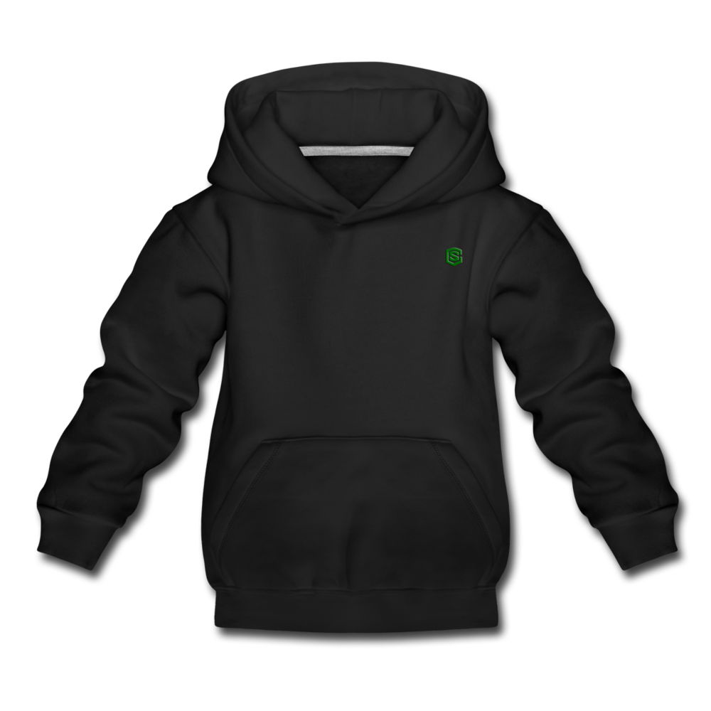 Kids‘ Premium Hoodie  WITH  GREEN LOGO - black