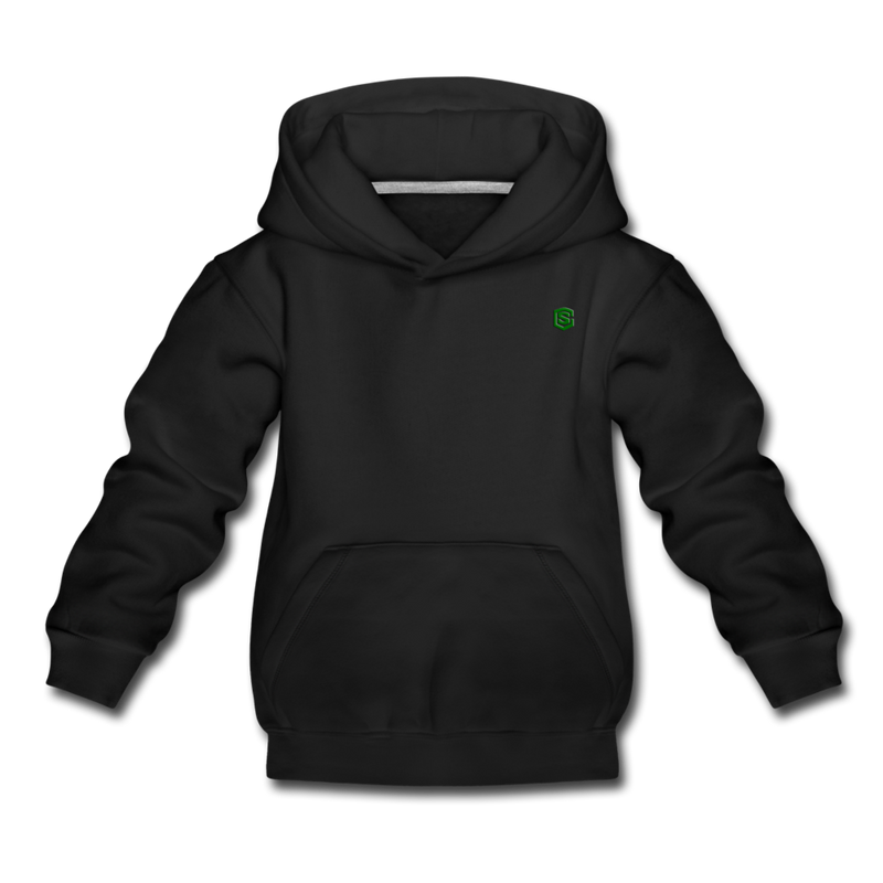 Kids‘ Premium Hoodie  WITH  GREEN LOGO - black