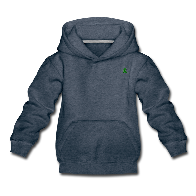 Kids‘ Premium Hoodie  WITH  GREEN LOGO - heather denim