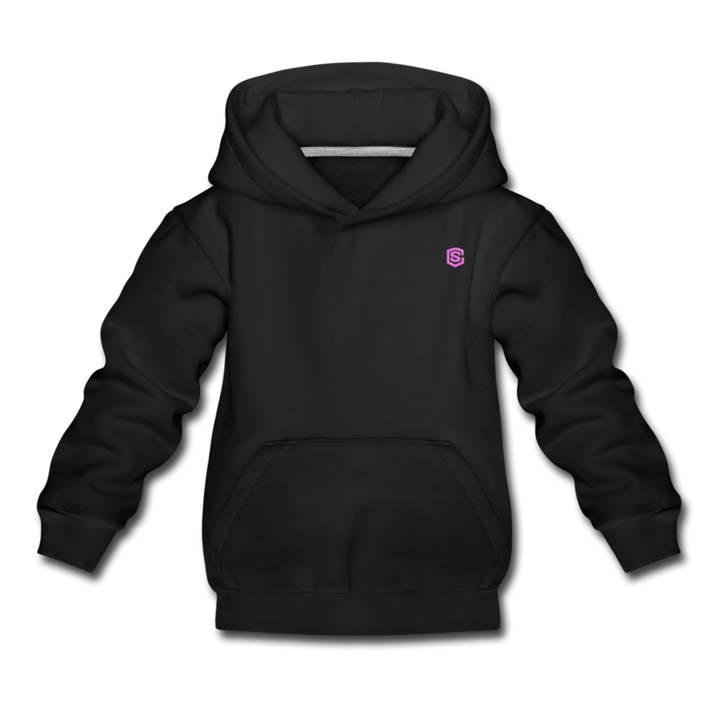 Kids‘ Premium Hoodie  WITH PINK  LOGO - black