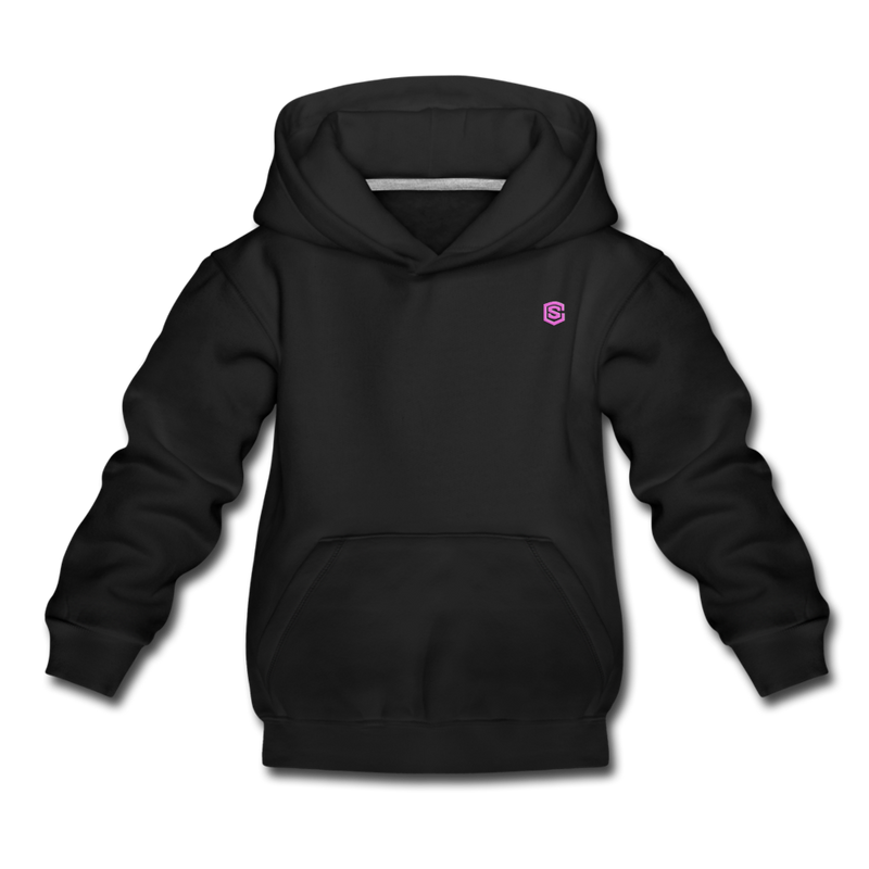 Kids‘ Premium Hoodie  WITH PINK  LOGO - black