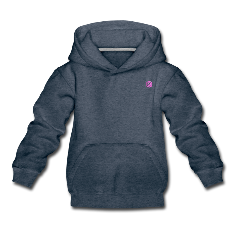 Kids‘ Premium Hoodie  WITH PINK  LOGO - heather denim