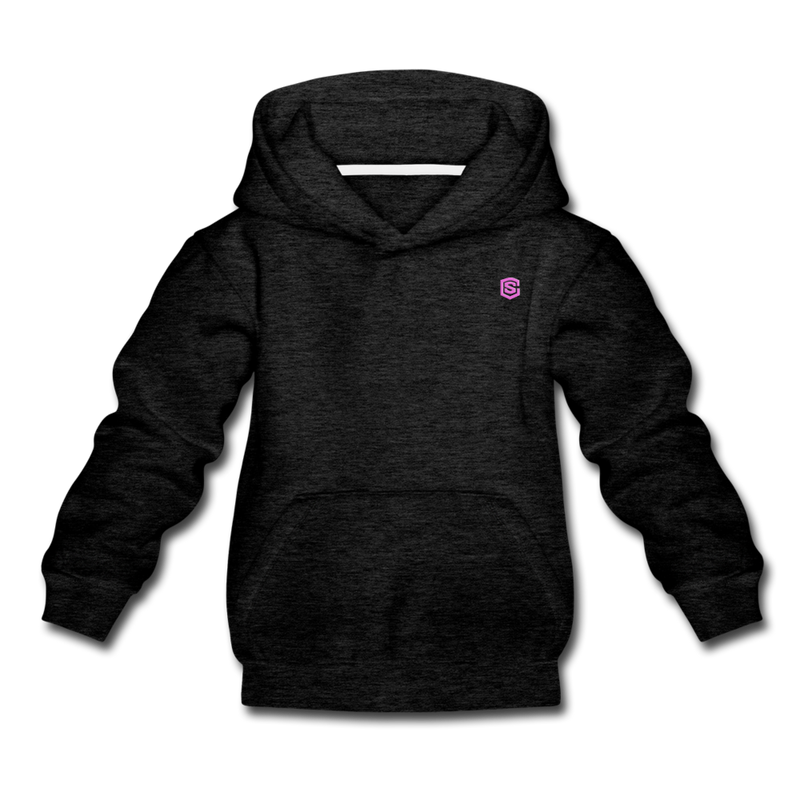 Kids‘ Premium Hoodie  WITH PINK  LOGO - charcoal gray