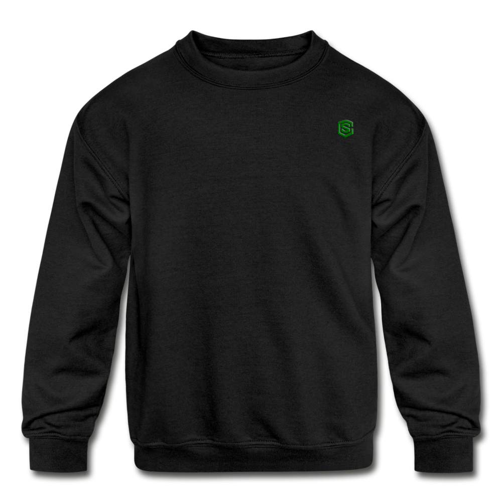 Kids' Crewneck Sweatshirt  WITH  GREEN  LOGO - black