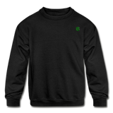 Kids' Crewneck Sweatshirt  WITH  GREEN  LOGO - black