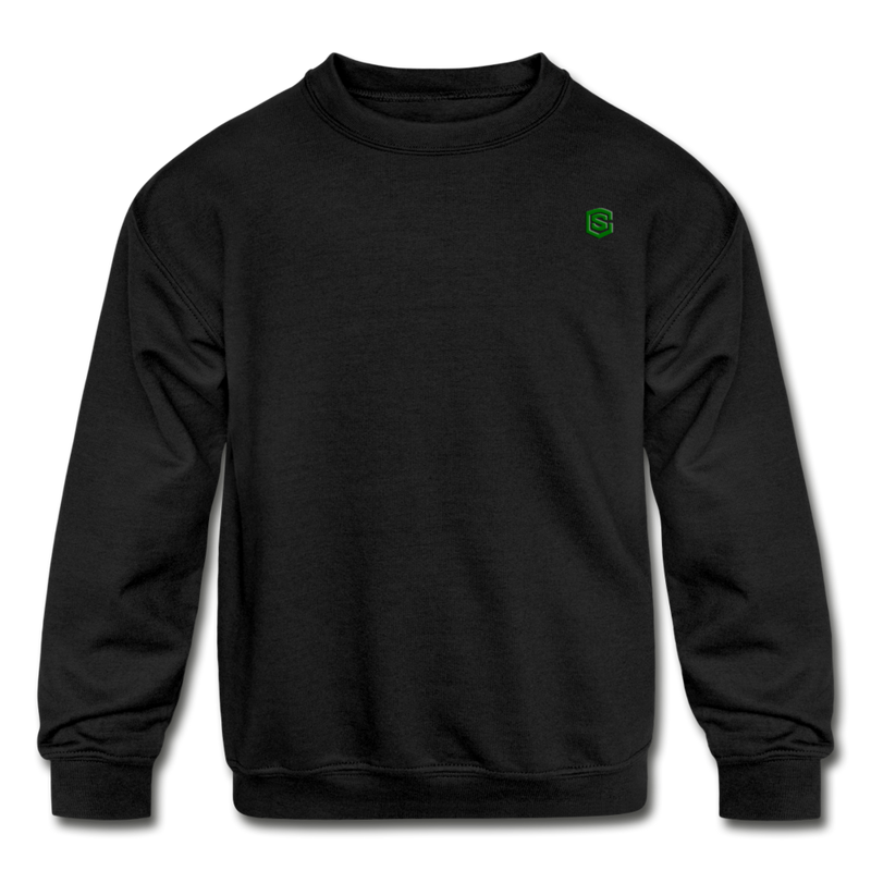 Kids' Crewneck Sweatshirt  WITH  GREEN  LOGO - black