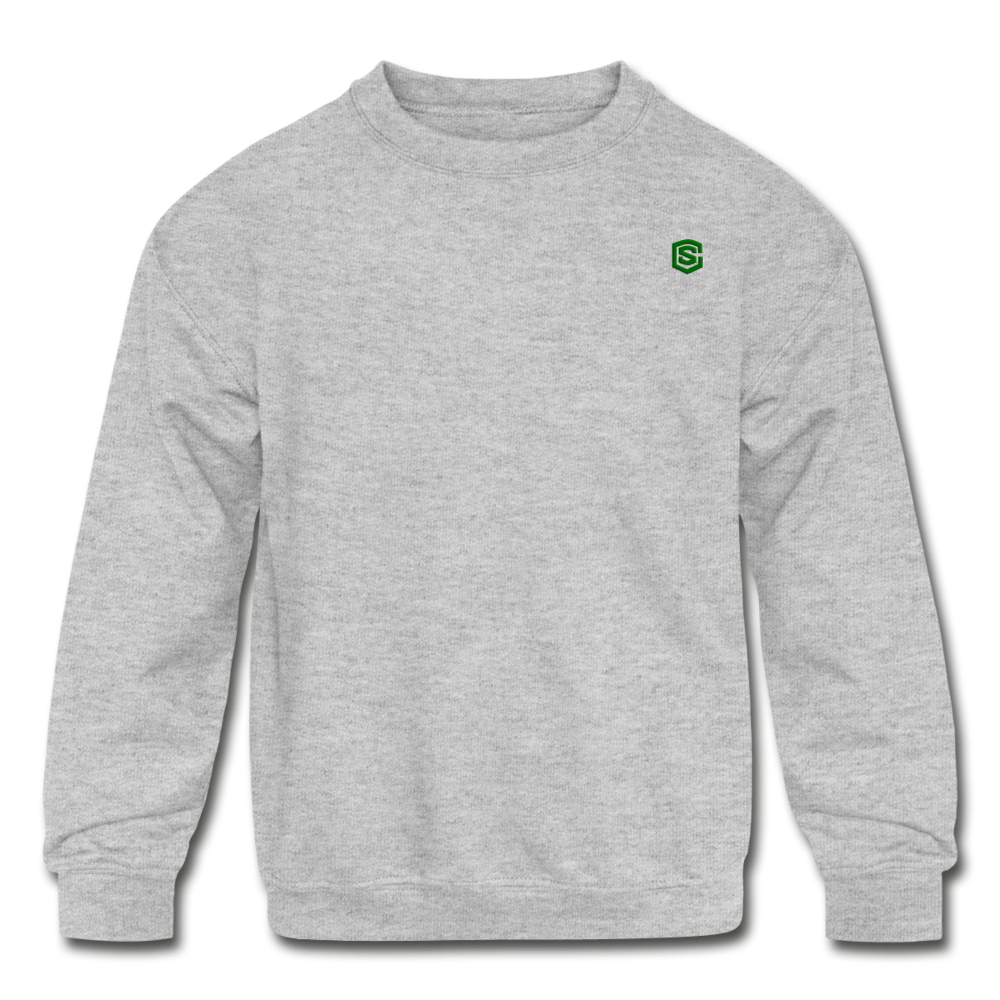 Kids' Crewneck Sweatshirt  WITH  GREEN  LOGO - heather gray