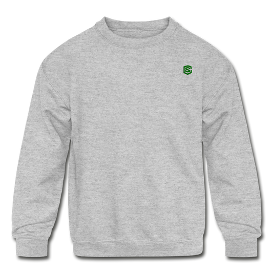 Kids' Crewneck Sweatshirt  WITH  GREEN  LOGO - heather gray