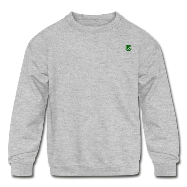 Kids' Crewneck Sweatshirt  WITH  GREEN  LOGO - heather gray