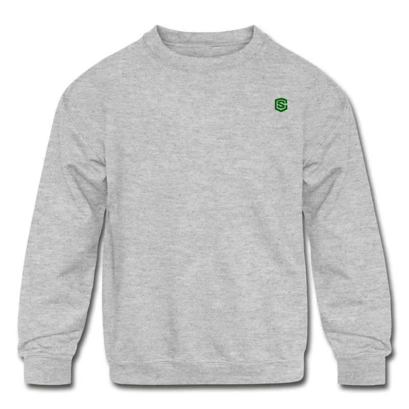 Kids' Crewneck Sweatshirt  WITH  GREEN  LOGO - heather gray