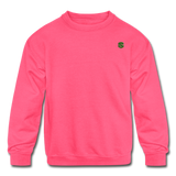 Kids' Crewneck Sweatshirt  WITH  GREEN  LOGO - neon pink